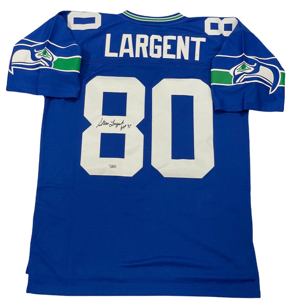 Steve Largent Seattle Seahawks Autographed Blue Authentic Mitchell & Ness Jersey  with HOF 95 Inscription