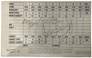 Sammy Davis Jr Autographed Golf Club Scorecard (JSA)