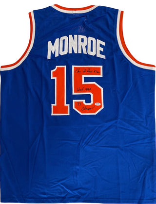 Earl 'The Pearl' Monroe Autographed New York Knicks Blue Jersey (PSA)