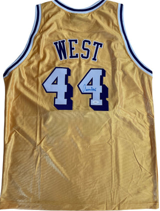 Jerry West Autographed Los Angeles Lakers Custom Gold Jersey (JSA)
