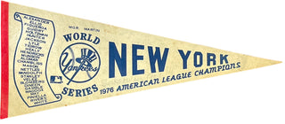 1976 New York Yankess White AL Champions Pennant Banner