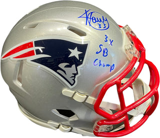 Kevin Faulk "3x SB Champ" Autographed New England Patriots Mini Helmet (JSA)