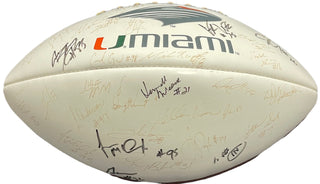 2001 Miami Hurricanes Autographed White Panel Football (JSA)