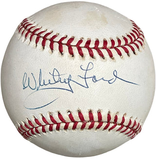 Whitey Ford Autographed Official American League Gene Budig Baseball (JSA)