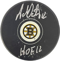 Adam Oates HOF 12 Autographed Boston Bruins Puck