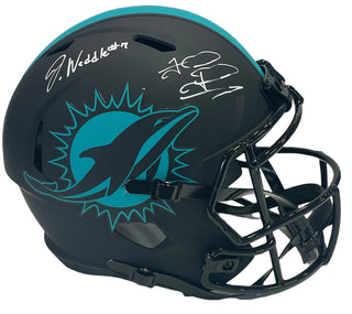 Tua Tagovailoa & Jaylen Waddle Autographed Miami Dolphins Eclipse Full Size Helmet (Fanatics)