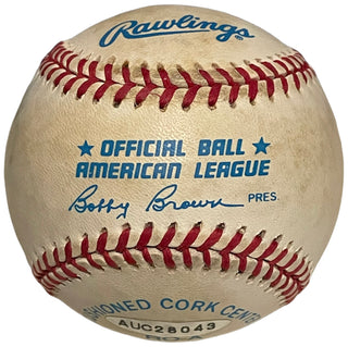 Roger Clemens Autographed Official American League Bobby Brown Baseball (JSA)