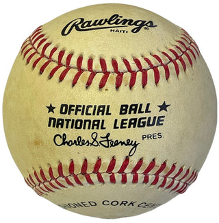 Eddie Mathews & Warren Spahn Autographed Official National  League Charles Feeney Baseball (JSA)