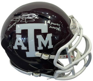 Johnny Manziel "12 Heisman & $Money Manziel" Autographed Texas A&M Mini Helmet (JSA)