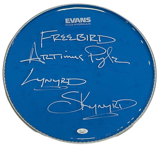 Artimus Pyle Autographed Lynyrd Skynyrd Evans Hydraulic Blue Drumhead (JSA)