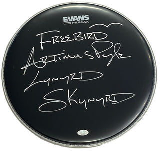 Artimus Pyle Autographed Lynyrd Skynyrd Evans Hydraulic Black Drumhead (JSA)