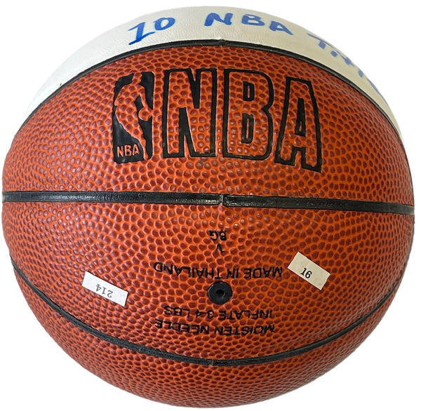 Sam Jones Autographed White Panel Spalding Mini Basketball