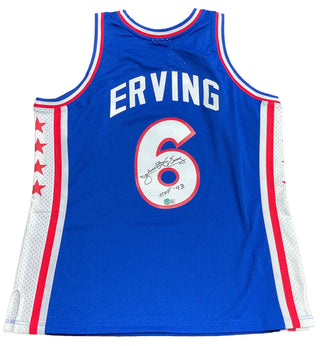 Julius Erving "HOF 93" Autographed Philadelphia 76ers Mitchell & Ness Blue Jersey (Beckett)