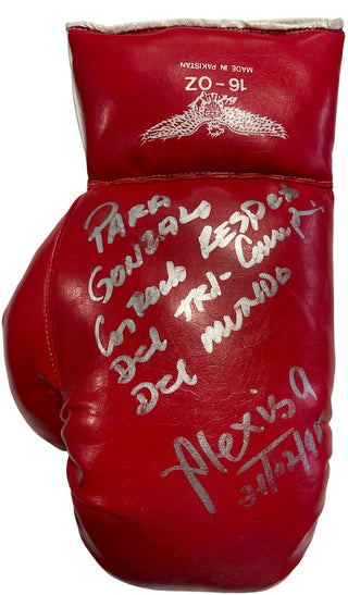 Alexis Arguello Autographed Red Left Handed Boxing Glove (JSA)
