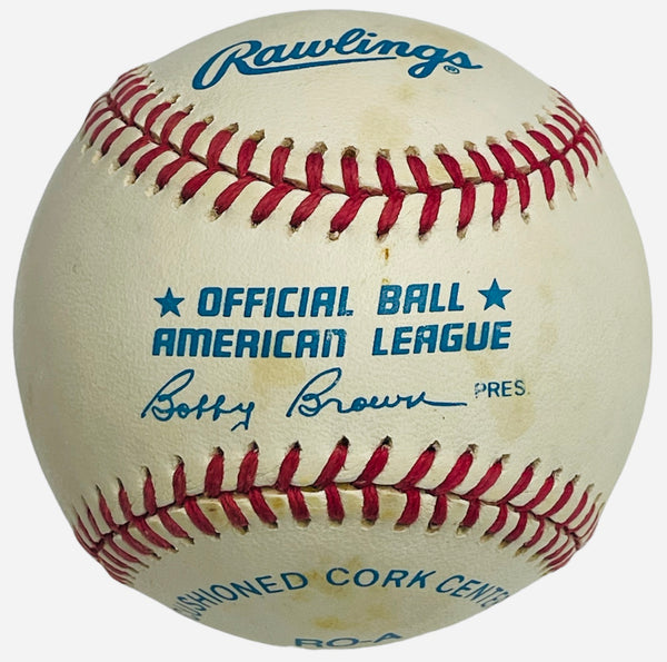 Joe DiMaggio Autographed American League Bobby Brown Baseball (JSA)