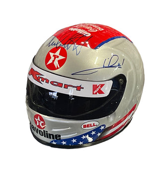 Mario and Michael Andretti Autographed Mini Indycar Racing Helmet (JSA)