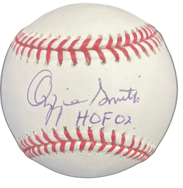 Ozzie Smith Autographed Official Major League Baseball w/ HOF 02