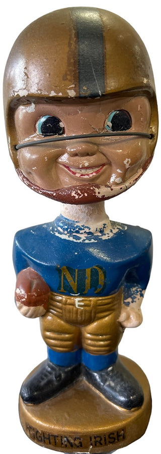 1960's Notre Dame Mascot Vintage Bobble Head Nodder Gold Base