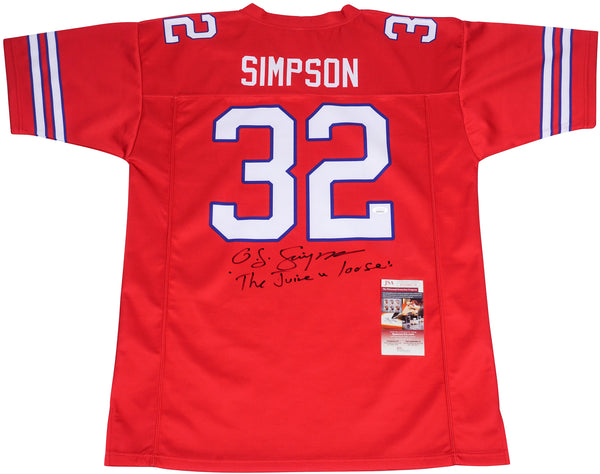 OJ Simpson "The Juice is Loose" Autographed Buffalo Bills Custom Red Jersey (JSA)