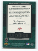 2003 Upper Deck SP Legendary Cuts #B-TP Tony Perez Bat Card 095/125
