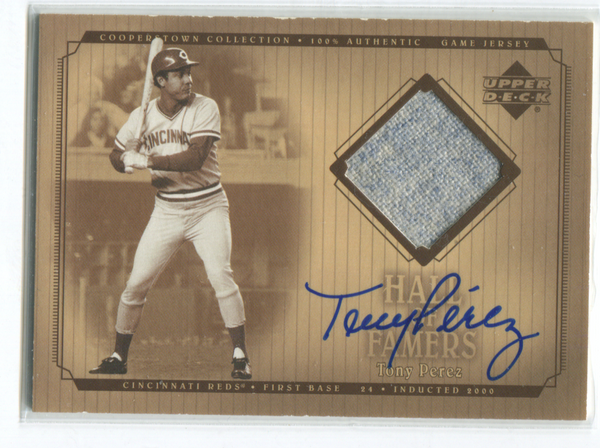 2001 Upper Deck #SJ-TP Tony Perez Autographed Jersey Card