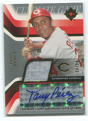 2004 Upper Deck Ultimate Game #GJS-TP Tony Perez  Autographed Jersey Card