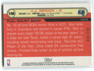 2006 Topps Full Court #108 J.J Reddick Card 961/999
