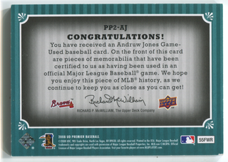 2008 Upper Deck Premier Patches #PP2-AJ Andruw Jones Card 01/25