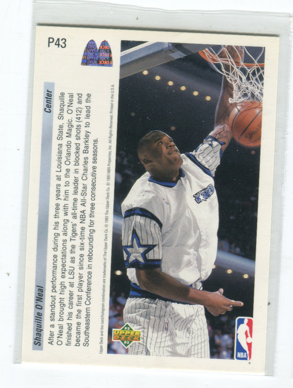 1992-93 Upper Deck Future Force P43 Shaquille O`Neal card