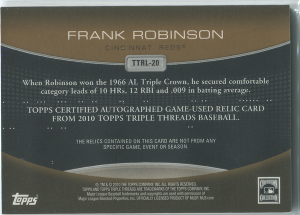 2010 Topps Triple Crown #TTRL-20 Frank Robinson Jersey Card 08/27