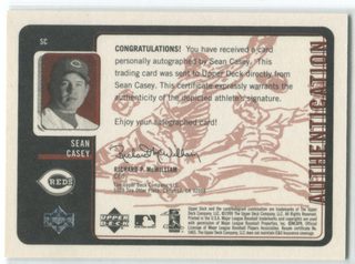 1999 Upper Deck Ink Redible #SC Sean Casey Autographed Card