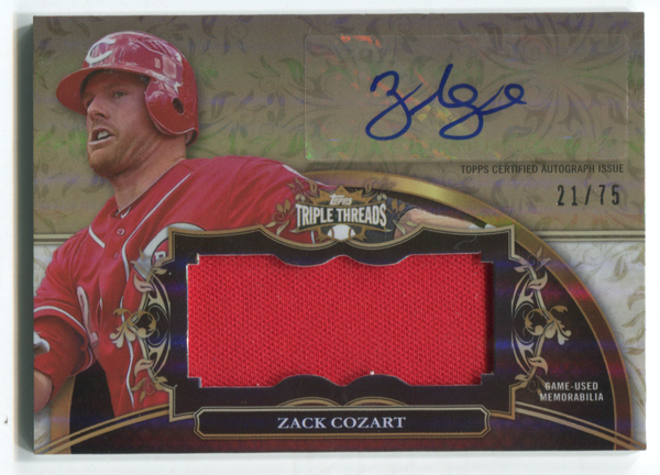 2013 Topps Triple Threads #UAJR-ZC1 Zack Cozart Autographed Jersey Card 21/75