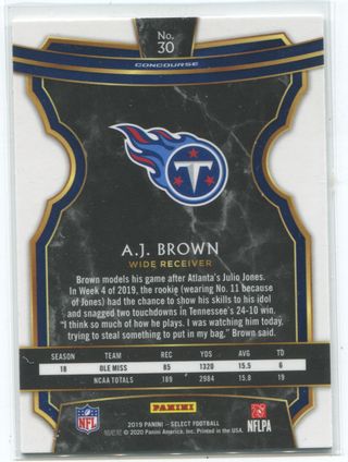 2019 Panini Select Rookie Card #30 A.J Brown