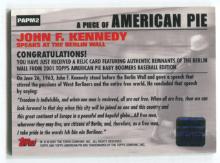 2001 Topps American Pie #PAPM2 John F. Kennedy Card