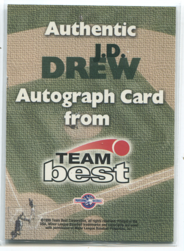 1999 Team Best J.D Drew Autographed Card