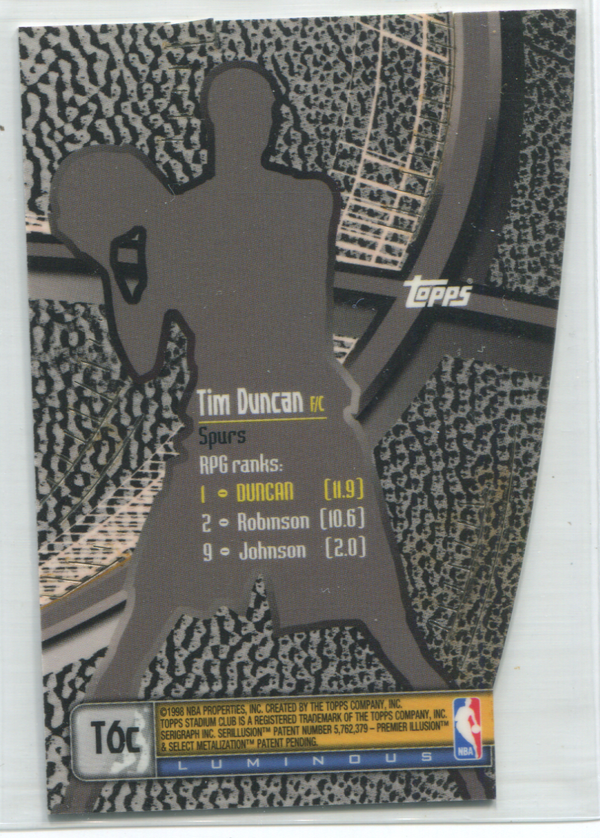 1998 Stadium Club Triumvirate #T6C Tim Duncan