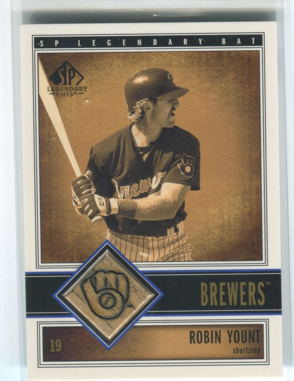 2002 Upper Deck Sp Legendary Cuts #B-RYo Robin Yount Bat Card