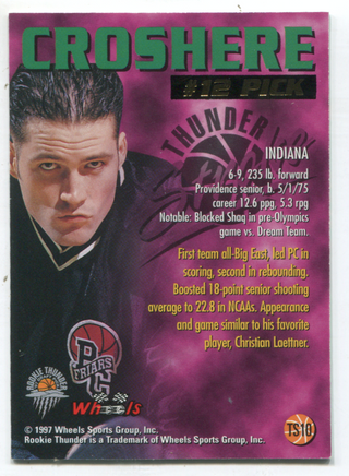 1997 Wheels Sports Thunder Stroke #TS10 Austin Crosshere Autographed Card