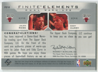 2003 Upper Deck Finite Elements Dual Warm-Ups #FE12 Jalen Rose & Eddy Curry