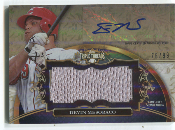 2013 Topps Triple Threads #UAJR-DM3 Devin Mesoraco Autographed Jersey Card 76/99