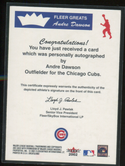 2001 Fleer Greats Andre Dawson Autographed Card