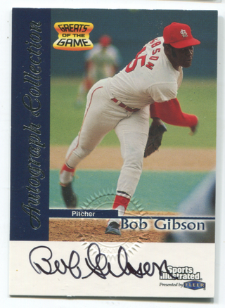 1999 Fleer Greats of The Game Bob Gibson Autographed Card