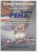 1999 Team Best Carlos Pena Autographed Card