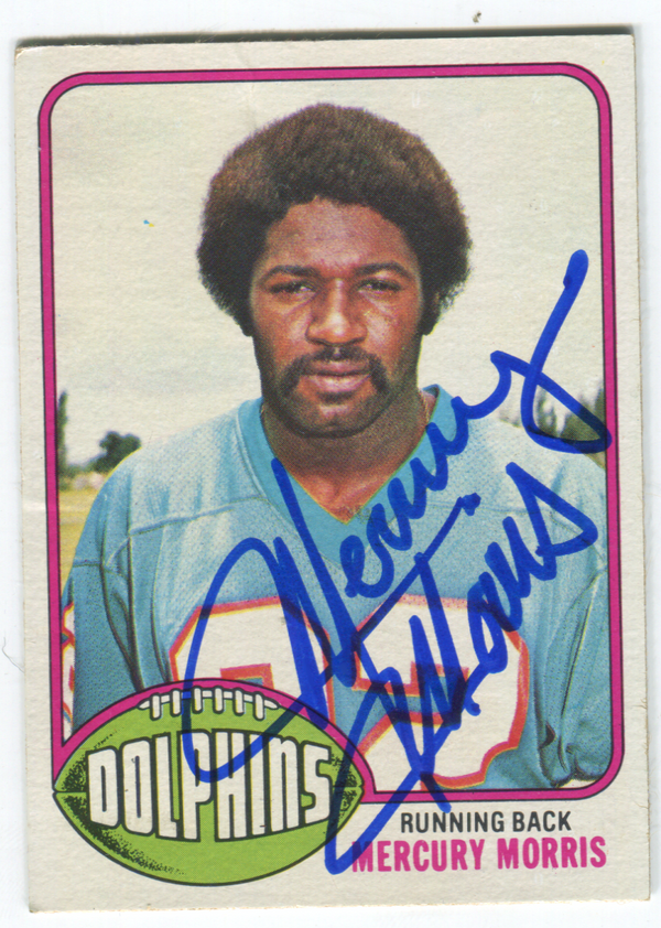 1976 Topps #315 Miami Dolphins Mercury Morris Autographed Card