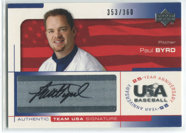 2004 Upper Deck USA Baseball Paul Byrd Autographed Card 353/360