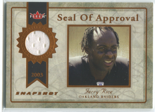 2003 Fleer Seal Of Approval Snapshot #SA-JR Jerry Rice Jersey Card #141/375