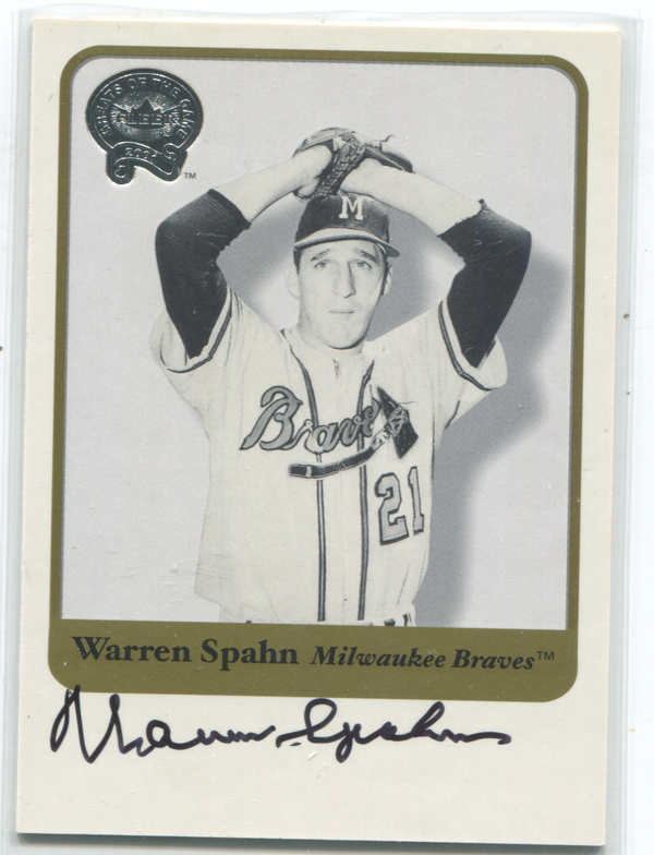 2001 Fleer Greats Of The Game Warren Spahn Autographed Card