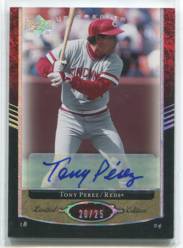 2007 Upper Deck Premier #41 Tony Perez Autographed Card 20/25
