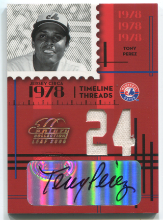 2005 Century Collection Leaf #TT-9 Tony Perez Autographed Card