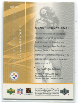 2004 Upper Deck SP Superscripts #SS-EL Antwaan Randle El Autographed Card